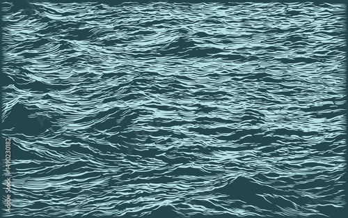 Ocean surface. Editable hand drawn illustration. Vector vintage engraving. 8 EPS