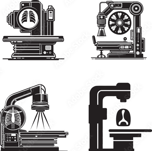 X Ray Machine Silhouette Icon Collection