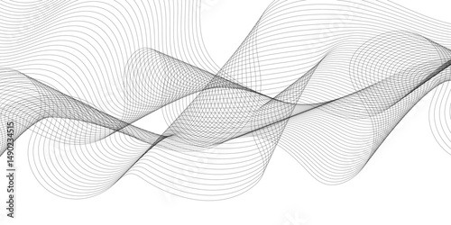 Vector abstract wavy and curve line art flowing dynamic grey isolated on background in concept luxury, wave, wind, ocean, technology, science, music, sound, banner, poster