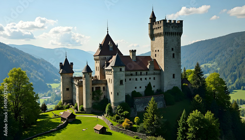 Wallpaper Mural Medieval Castle Surrounded by Green Landscape Torontodigital.ca