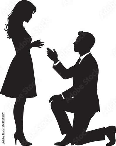 Man proposes to woman silhouette