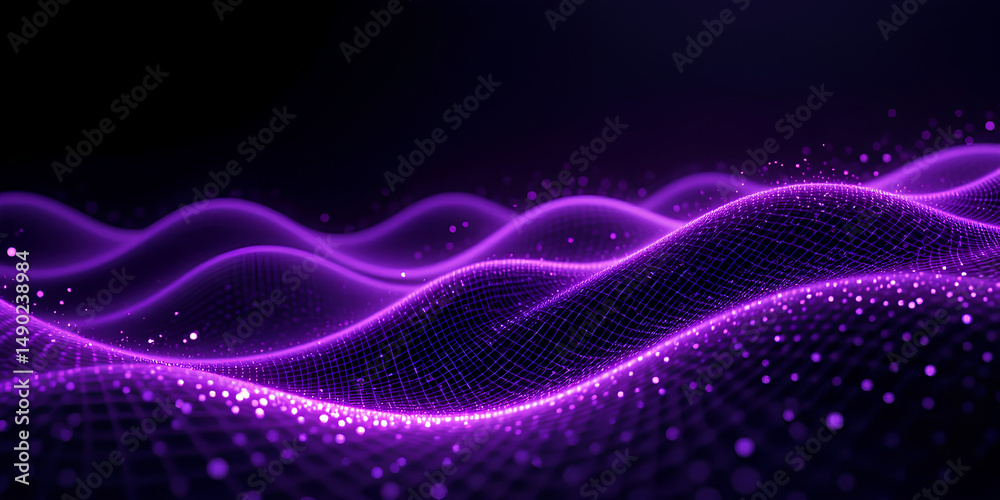 Obraz premium 3D Purple AI Data Background with Network Particles