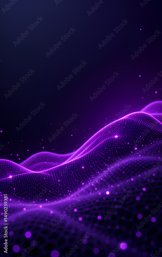 Obraz premium High-Tech Purple AI Data Background with Digital Flow