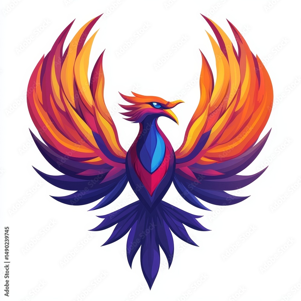 Obraz premium Mascot logo Phoenix Bird white background