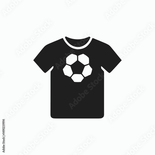 Black T-Shirt with Classic Soccer Ball Design, Minimalist Sports Apparel, Stylish Football Fan Wear, Simple and Bold Vector Illustration