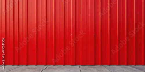 Vibrant Red Corrugated Metal Wall with Concrete Base Ideal for Design Projects
