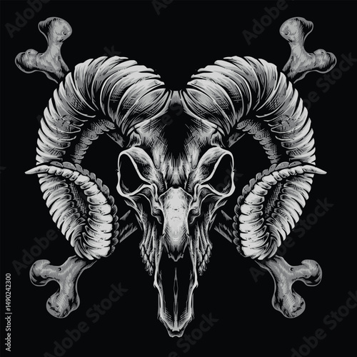goat skull with crossing bones