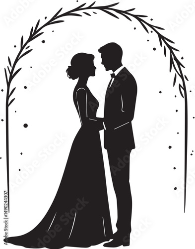 silhouette of bride and groom