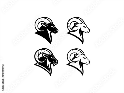 Ram logo set design vector