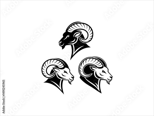 Ram logo set design vector