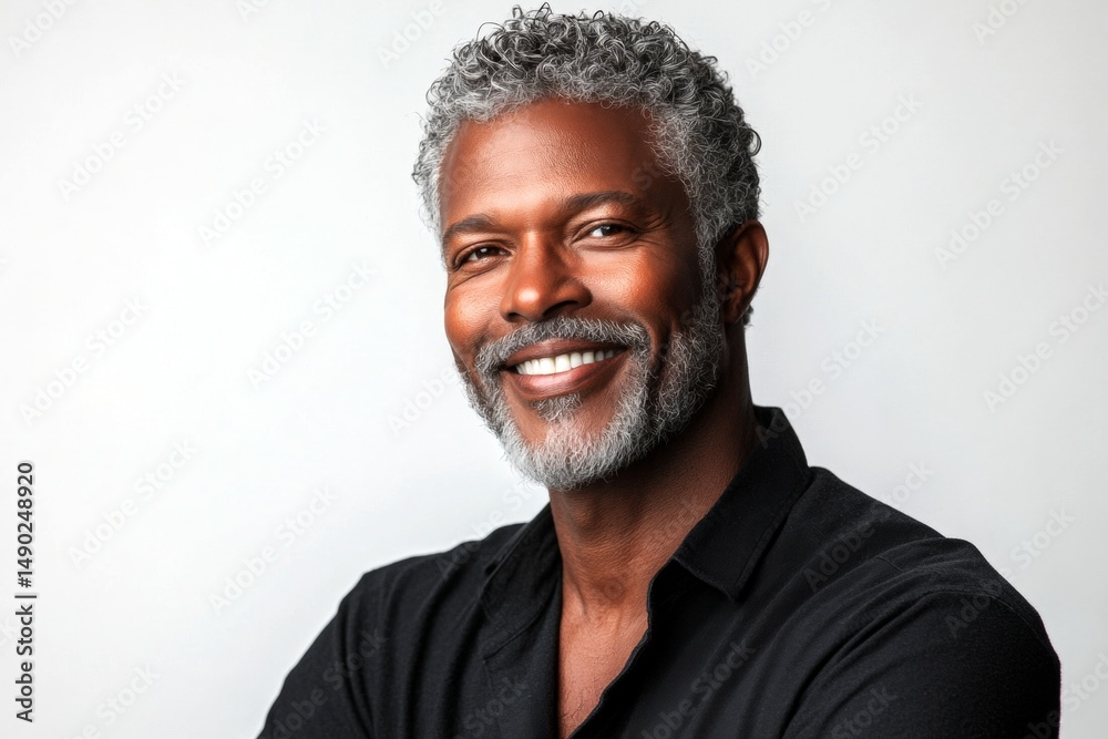Obraz premium A midlife gentleman with grace and sophistication. A trendy and poised male showing charm. A happy and stylish male showing grace. A confident man making a stylish impression.