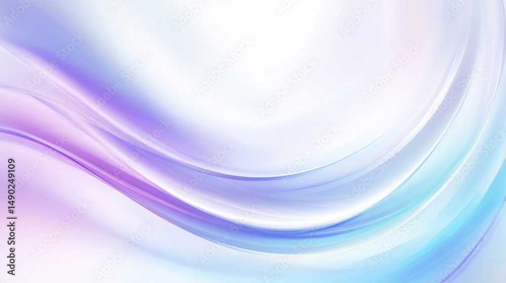 Naklejka premium Abstract background with blue and purple curves and glass spiral on white gradient, soft light and reflections, high resolution digital illustration with blurred effect and elegant composition