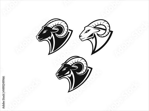 Ram logo set design vector