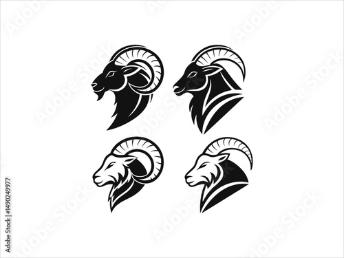 Ram logo set design vector