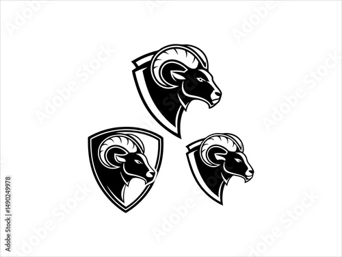 Ram logo set design vector