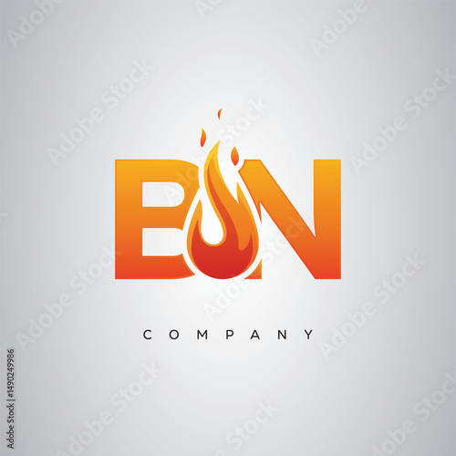 BN Creative Fire Letter Logo Design