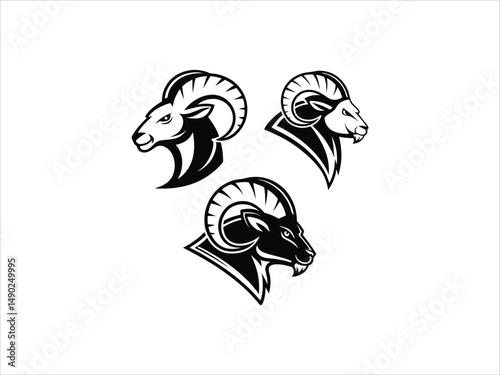 Ram logo set design vector