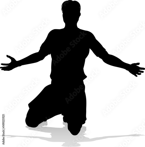 A soccer or football player male silhouette man