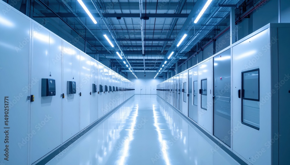 Fototapeta premium Functional Refrigerated Warehouse with Security Cameras and Lighting