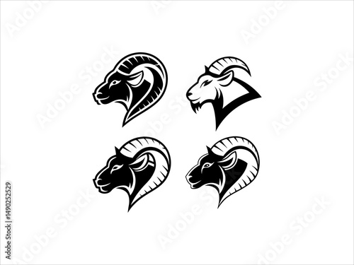 Ram logo set design vector