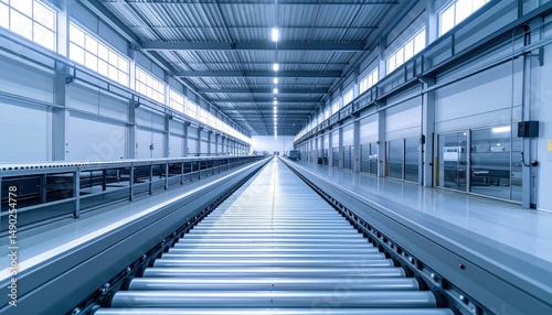 Vast Cold Storage Facility with Conveyor Belts in Soft Morning Light