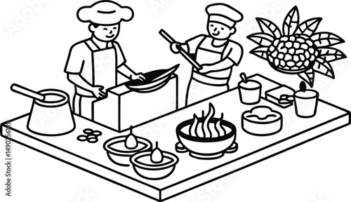 isometric view of a modern kitchen on transparent background