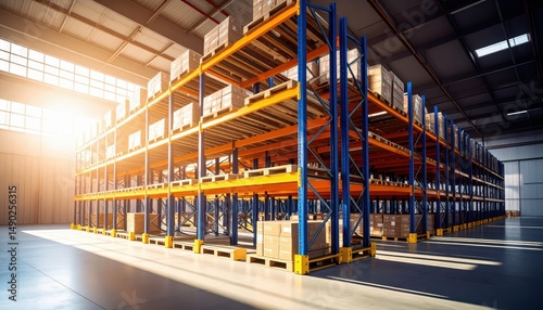 Giant Pallet Racking System in Bright Industrial Warehouse