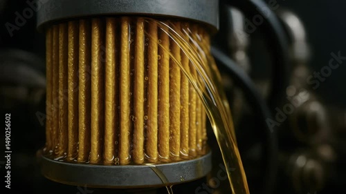Oil filter and hydraulic mechanism with fluid flow in engine automotive system metal parts ensuring clean operation and protection from contaminants