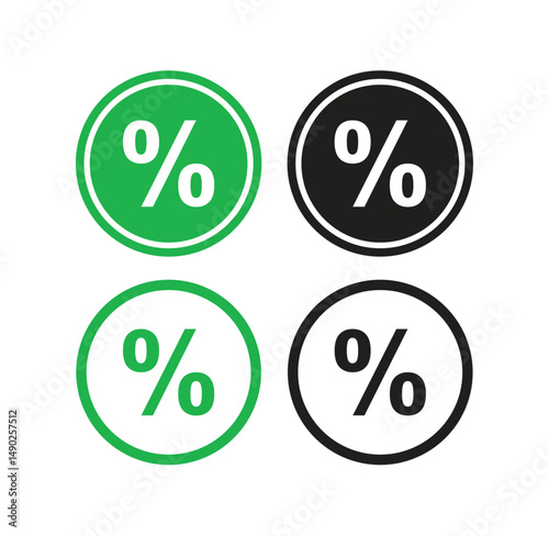 Percentage Icons in Green and Black Circles