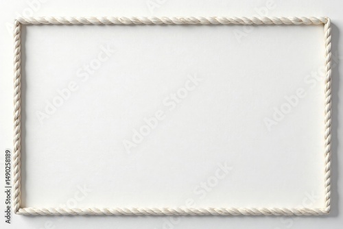 Cream-colored Rope Frame on White Background Simple Elegant Design for Announcements or Invitations