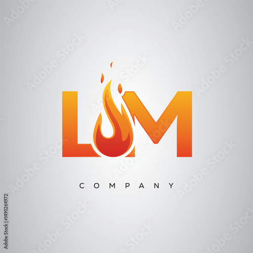 LM Creative Fire Letter Logo Design