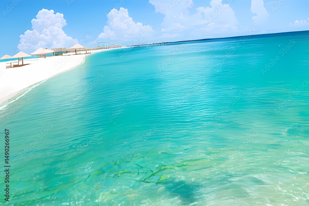 Fototapeta premium ゲーム背景 透明度の高い南の海を上から見る