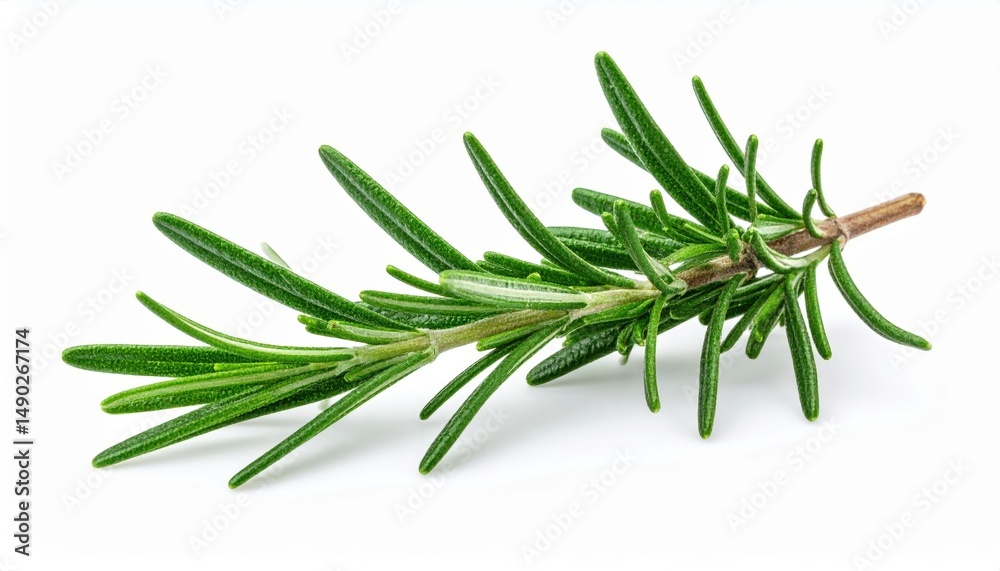Fototapeta premium Fresh Rosemary Sprig On White Background