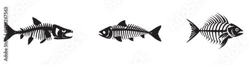 
set of  fish skeleton vector, Fish isolated vector. silhouette illustration fish symbol, isolated background. illustration EPS 10.