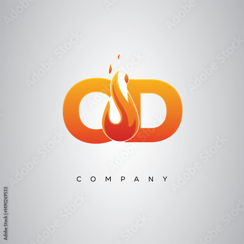 OD Creative Fire Letter Logo Design