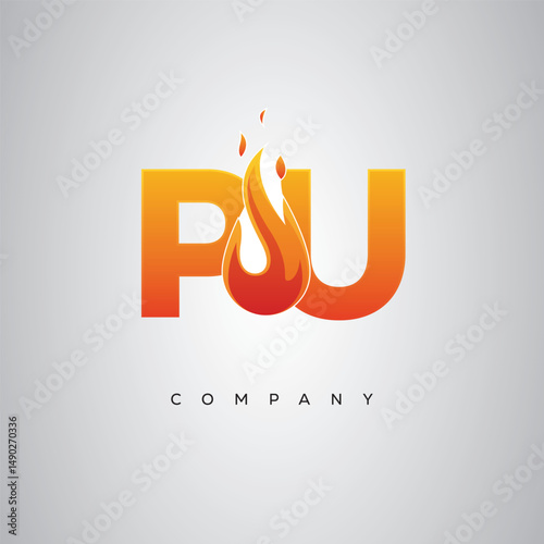 PU Creative Fire Letter Logo Design