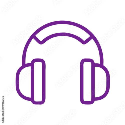 Headphones icon in outline style for audio guide use