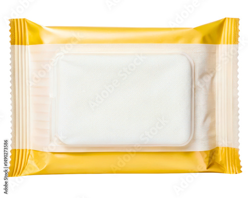 Individually packaged wet wipes on a transparent background