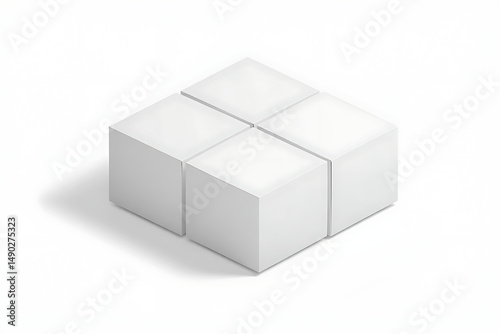 Four White Cubes Mockup Design Template