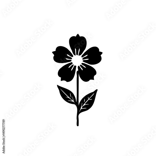 Stylized floral vector illustration with simple shapes and clear monochrome design