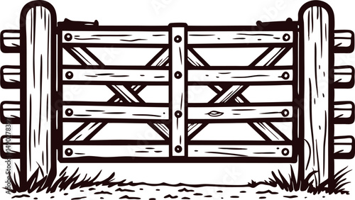 Rustic wooden gate with crossbar design in countryside setting