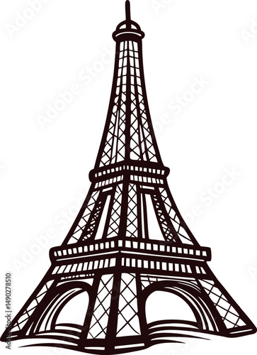 Intricate drawing of eiffel tower symbolizing parisian architecture and history
