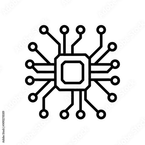Circuit Board Icon Outline Vector Illustration