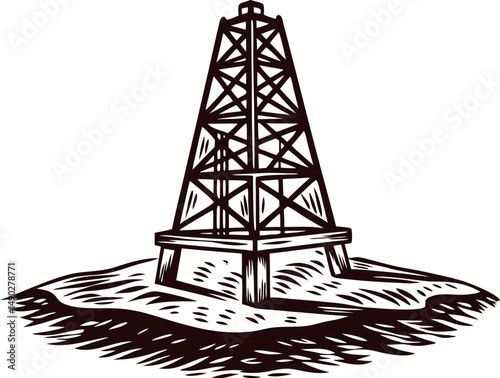 a-hand-drawn-illustration-of-an-oil-rig-standing-t (1).eps