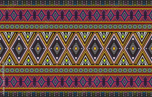 Tribal striped seamless pattern. Aztec geometric vector background. Can be used in textile design, web design for making of clothes, accessories, decorative paper, wrapping, envelope; backpacks, etc.