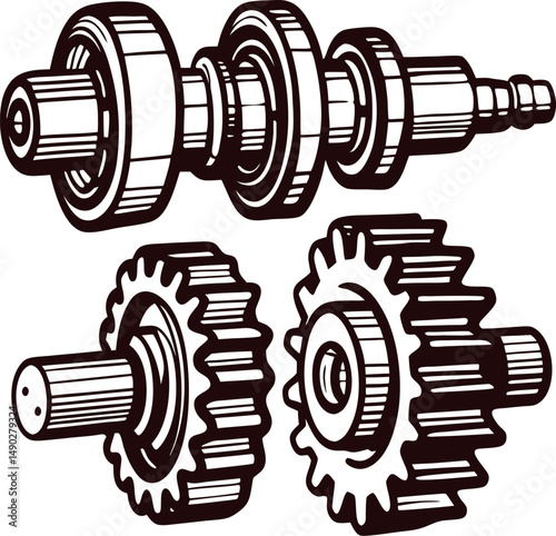 Detailed of mechanical gears and shafts in vintage