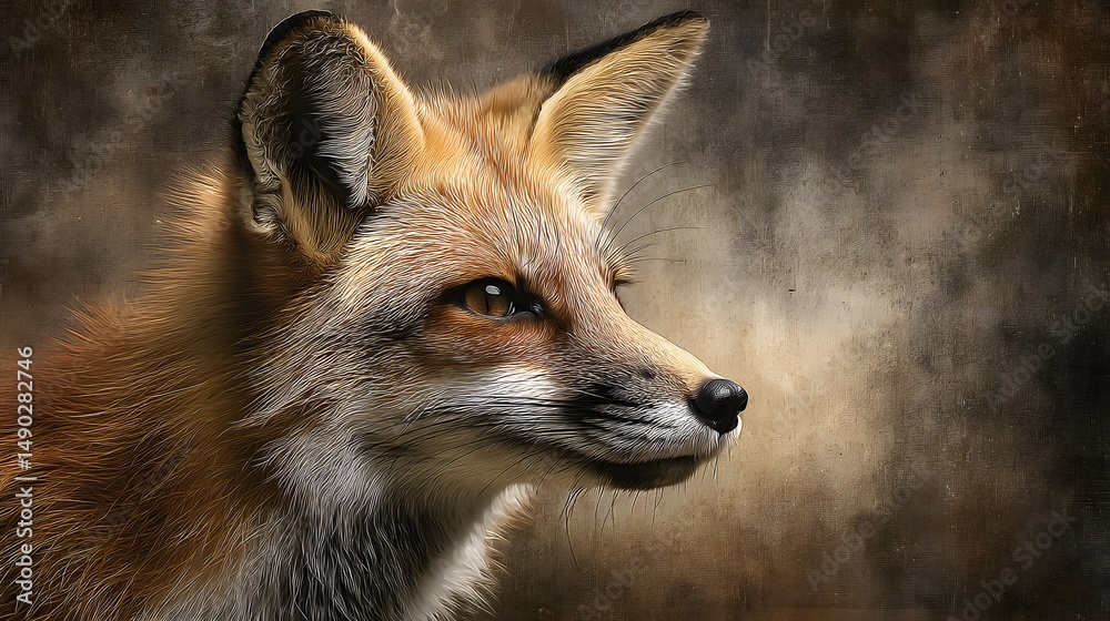 Fototapeta premium Majestic Red Fox Portrait Against a Textured Background Wildlife Photography
