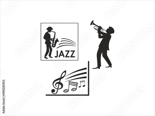  Jazz Musicians logos Playing Saxophone