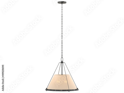 Shelton Pendant Large ,  Bronze and fabric material , Elegant Lighting Fixture Against White bachground , 15 light-modern pendant light
