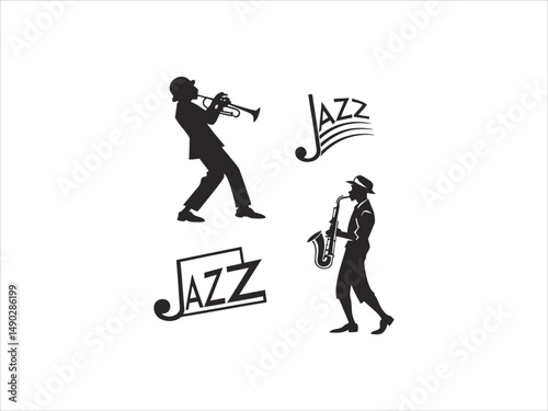  Jazz Musicians logos Playing Saxophone